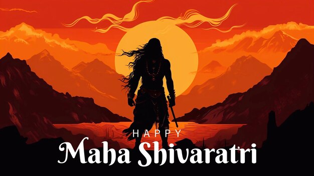 PSD conception d'une affiche de maha shivratri modifiable avec une illustration du seigneur shiva