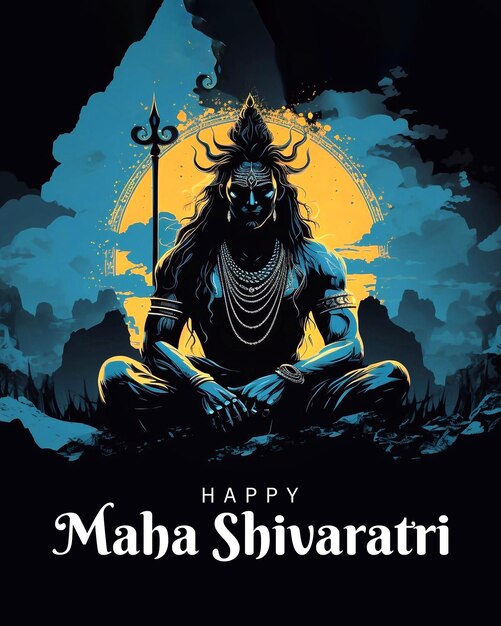 PSD conception d'une affiche de maha shivratri modifiable avec une illustration du seigneur shiva