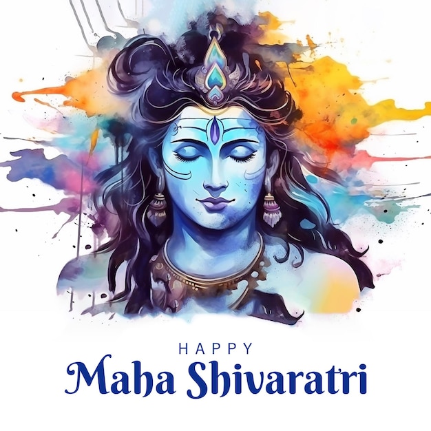 PSD conception d'une affiche de maha shivratri modifiable avec une illustration du seigneur shiva