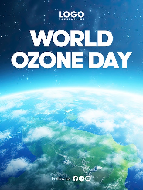 PSD conception d'affiche pour la journée mondiale de l'ozone