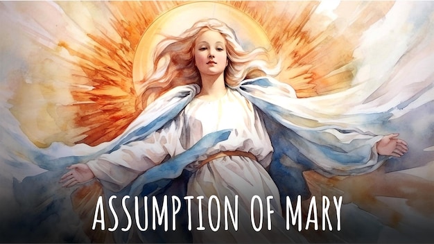 Conception D'affiche Psd Modifiable Assomption De Marie En Style Aquarelle