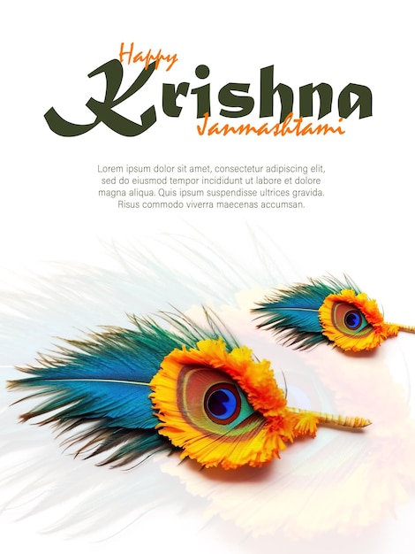 PSD conception d'affiche psd modifiable happy krishna janmashtami avec illustration du seigneur krishna