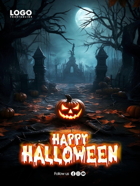 Conception D'affiche Sur Les Réseaux Sociaux Joyeux Halloween