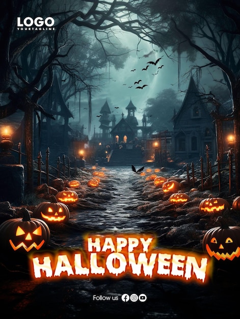 Conception D'affiche Sur Les Réseaux Sociaux Joyeux Halloween