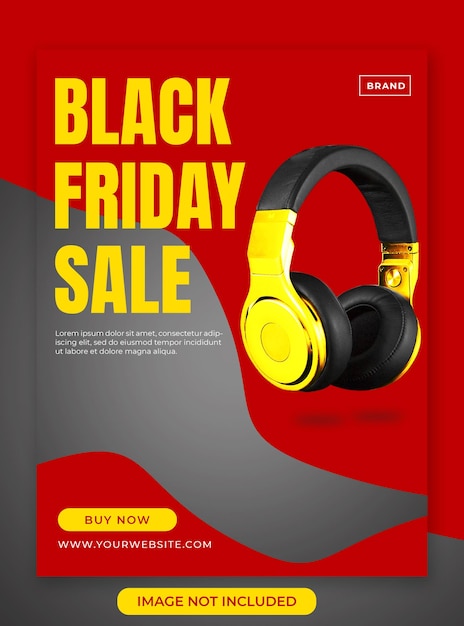 Conception D'affiche De Vente D'écouteurs Black Friday