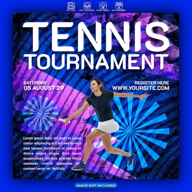 PSD conception d'affiches et de bannières d'événements sportifs de tennis