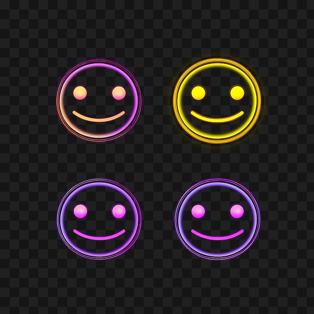 PSD conception au néon de l'icône du visage souriant emoji avec le tatouage de l'idée de clipart auto-assuré et confiant