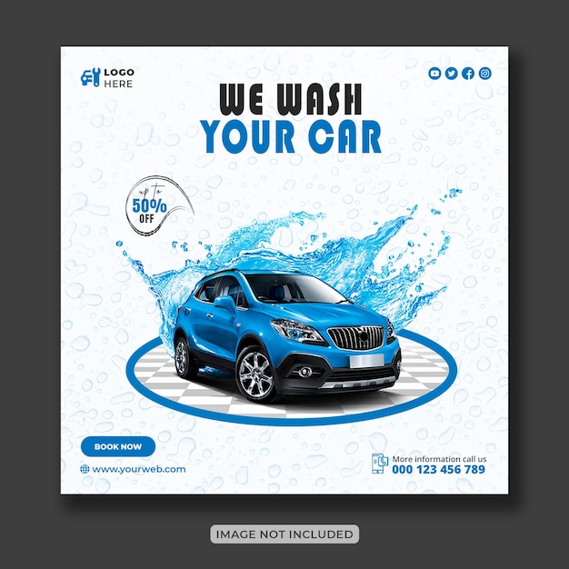 Conception De Bannière De Médias Sociaux Créatifs De Service De Lavage De Lavage De Voiture Ou Flyer Carré