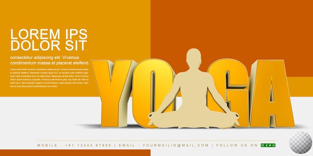 PSD conception de bannière de rendu 3d yoga avec fond transparent