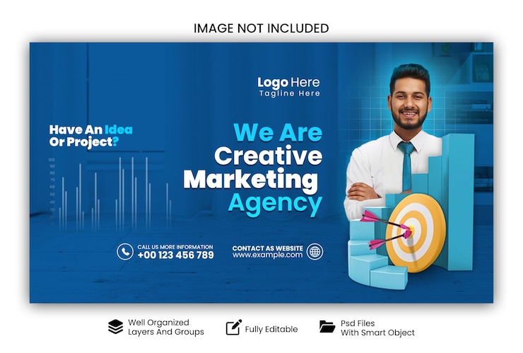 PSD conception d'une bannière web pour une agence de marketing