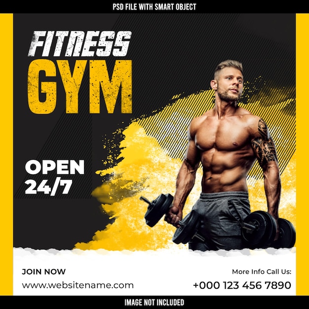 Conception de bannières de médias sociaux pour le gymnase et le fitness du PSD