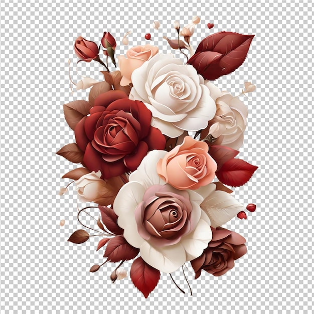 PSD conception d'un bouquet de fleurs de rose