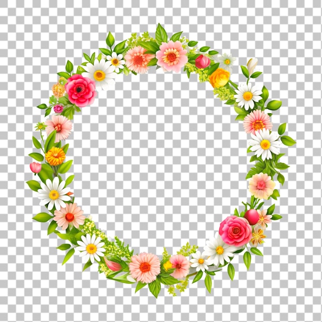Conception d'un cadre floral circulaire isolé sur un fond transparent