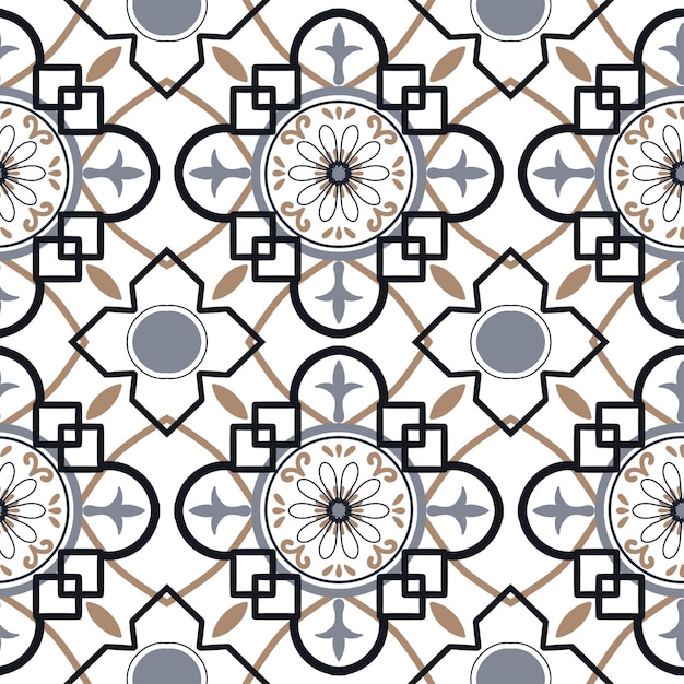 Conception de carreaux à motifs sans couture de style vintage monochrome