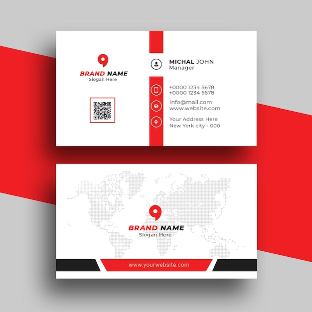 Conception de carte de visite d'entreprise rouge élégante dans le modèle PSD