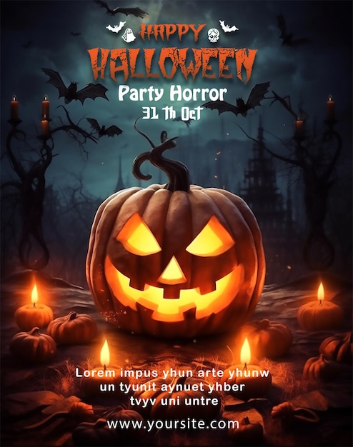 PSD conception de célébration d'affiche halloween heureux