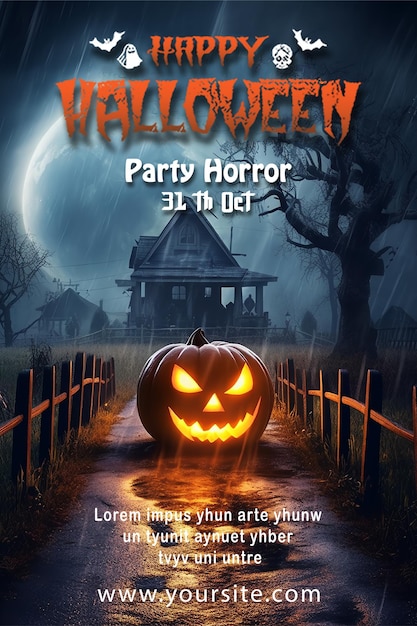 PSD conception de célébration d'affiche halloween heureux