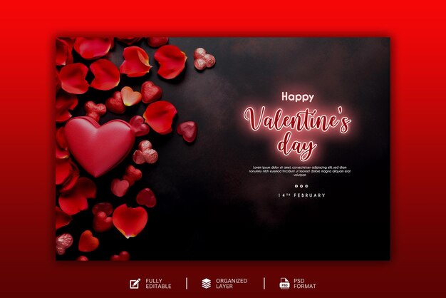 PSD conception de célébration de la saint-valentin et modèle de médias sociaux