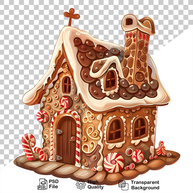 PSD conception de clipart de maison de pain d'épice avec un fond transparent