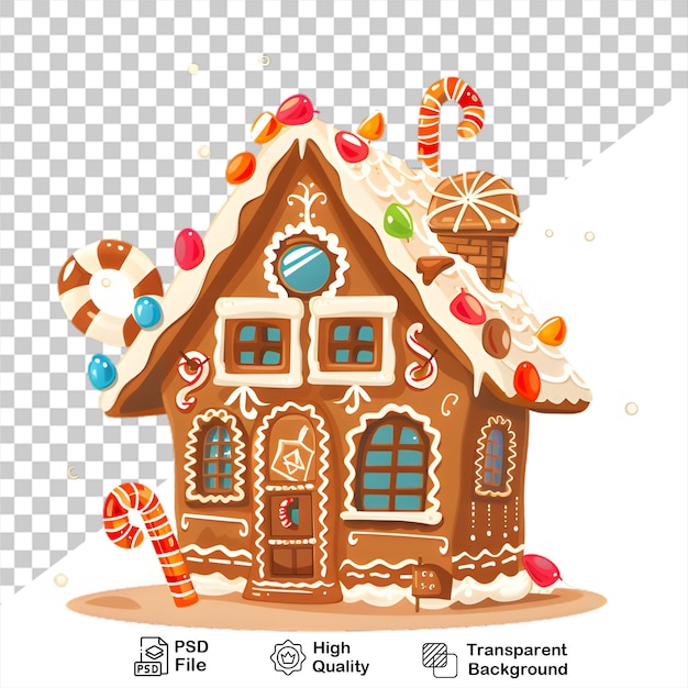 PSD conception de clipart de maison de pain d'épice avec un fond transparent