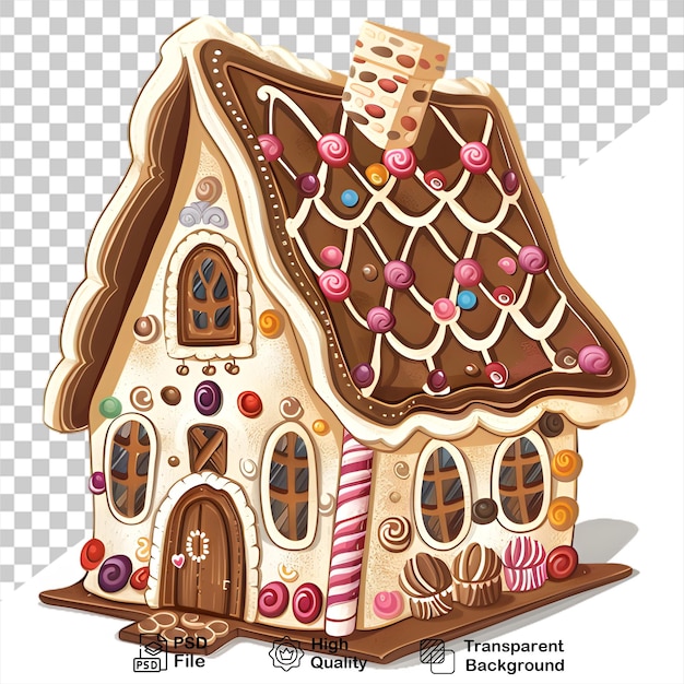 PSD conception de clipart de maison de pain d'épice avec un fond transparent