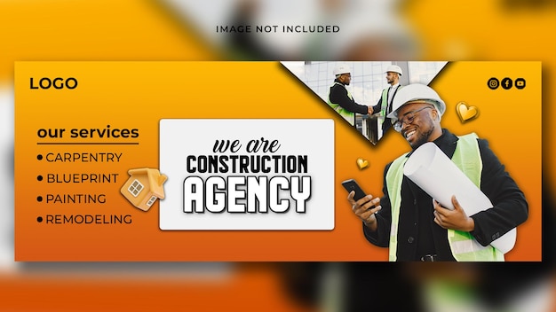 PSD conception de couverture facebook pour le secteur de la construction