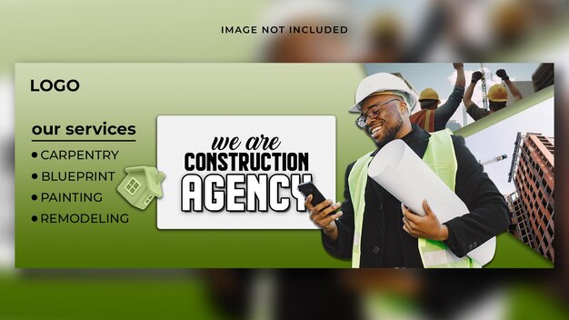 PSD conception de couverture facebook pour le secteur de la construction