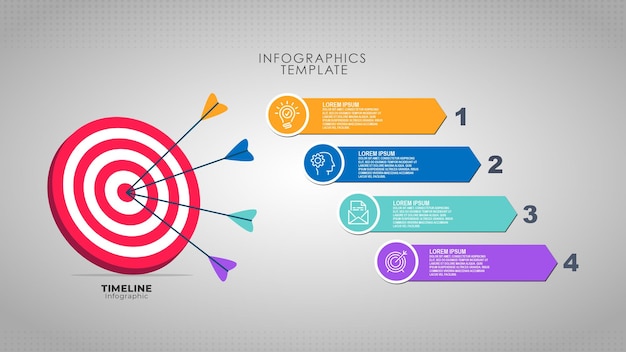 PSD conception créative de concept d'étapes infographiques dégradées