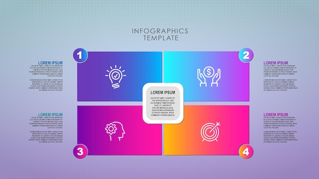 PSD conception créative de concept d'étapes infographiques dégradées