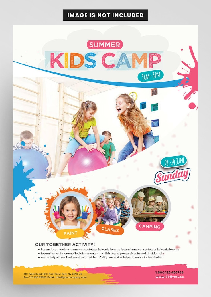 PSD conception d'un dépliant pour les camps d'été pour enfants