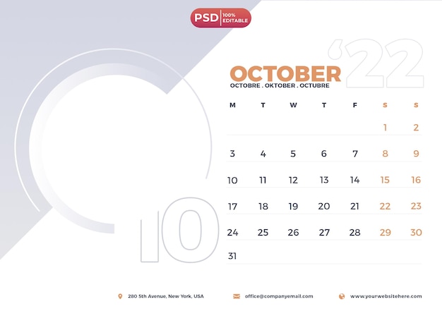 PSD conception du calendrier psd octobre 2023