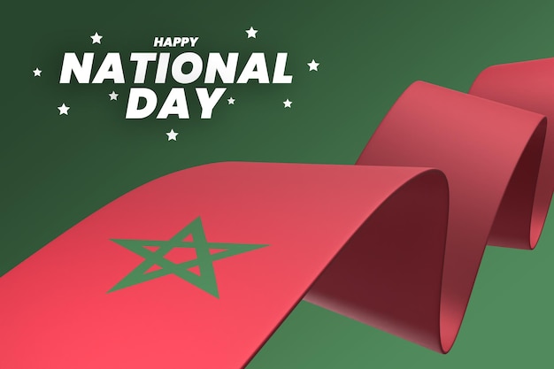 PSD conception du drapeau maroc bannière de la fête de l'indépendance nationale texte et arrière-plan modifiables
