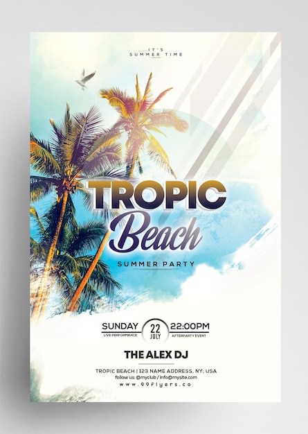 Conception du flyer de l'événement Tropic Beach Party