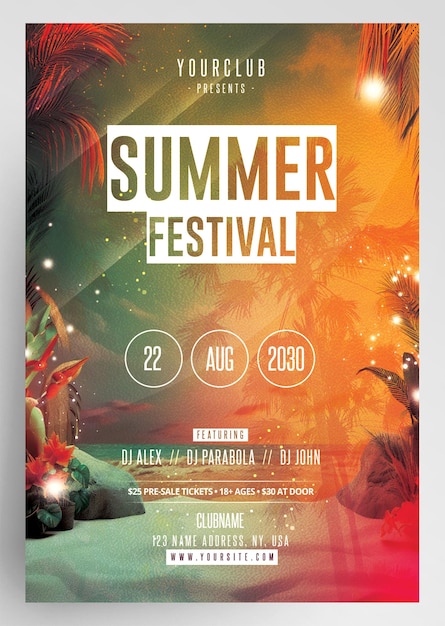PSD conception du flyer de la fête d'été
