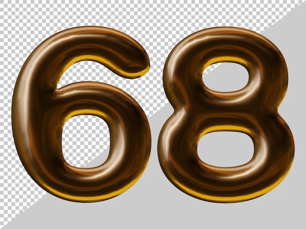 Conception du numéro 68 avec style ballon en rendu 3d