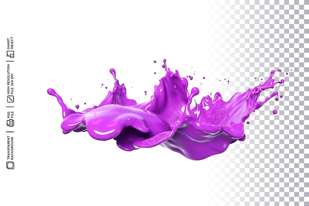 PSD conception d'éclaboussure de couleur violette photoshop améliorée par transparence