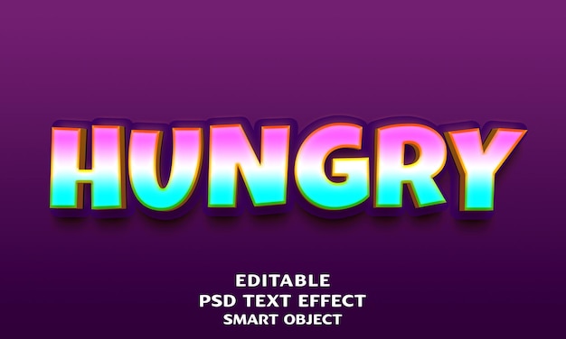 PSD conception d'effet de texte 3d affamé