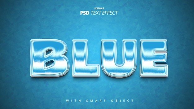 PSD conception d'un effet de texte 3d à gradient bleu brillant et froid