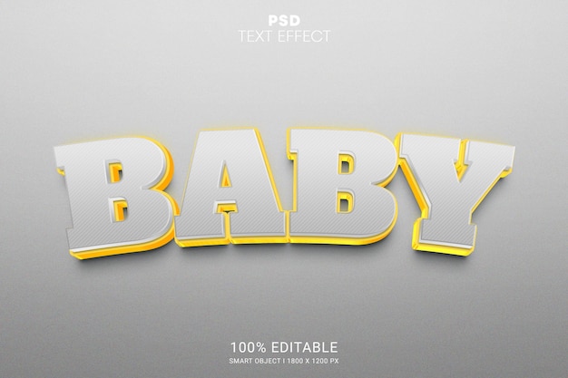 Conception D'effet De Texte Modifiable Psd 3d Pour Bébé