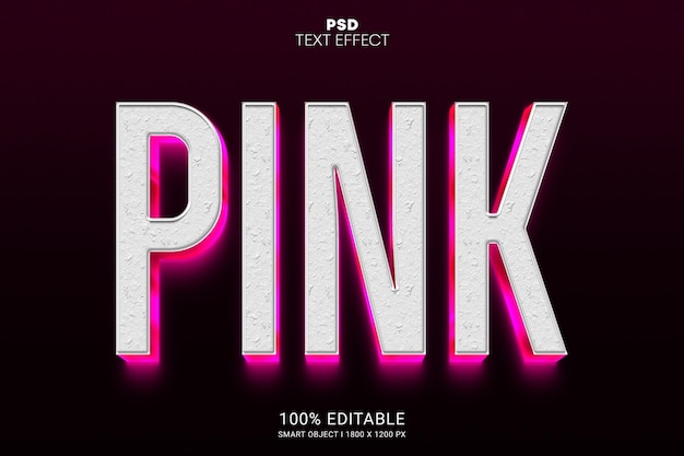 Conception d'effet de texte modifiable PSD 3D rose