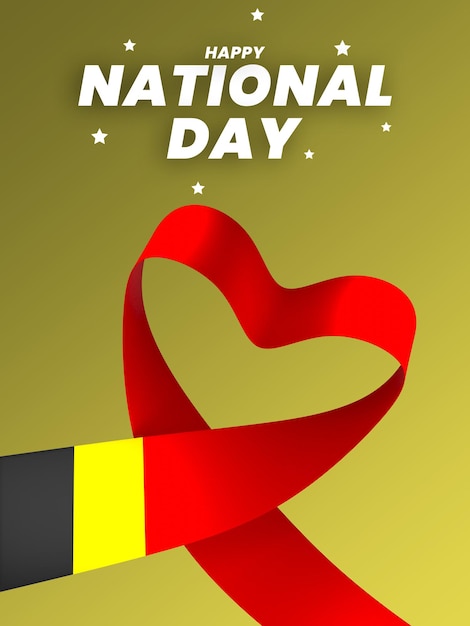 PSD conception d'élément de drapeau belge ruban de bannière de la fête de l'indépendance nationale psd