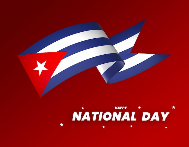 PSD conception d'élément de drapeau de cuba ruban de bannière de la fête de l'indépendance nationale psd