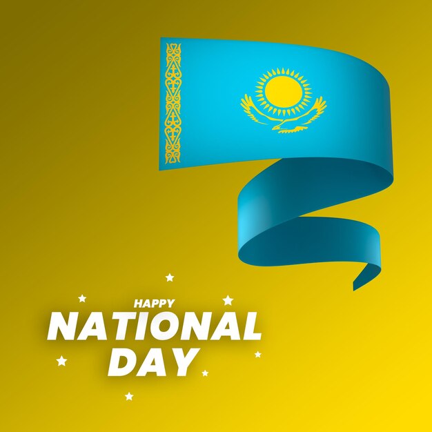 PSD conception d'élément de drapeau du kazakhstan ruban de bannière de la fête de l'indépendance nationale psd