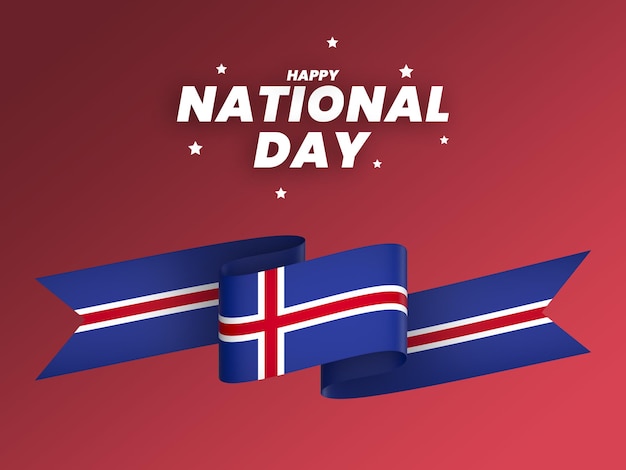 PSD conception d'élément de drapeau d'islande ruban de bannière de la fête de l'indépendance nationale psd