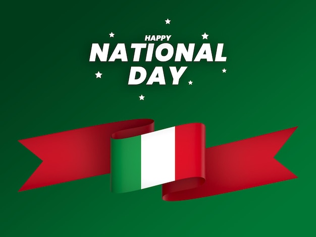 PSD conception d'élément de drapeau d'italie ruban de bannière de la fête de l'indépendance nationale psd