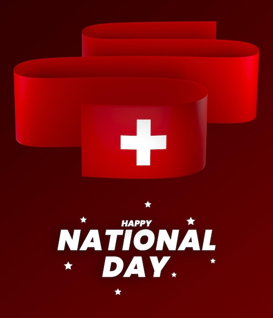 PSD conception d'élément de drapeau suisse ruban de bannière de la fête de l'indépendance nationale psd