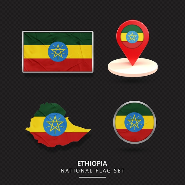 Conception d'élément de localisation de carte drapeau national éthiopien