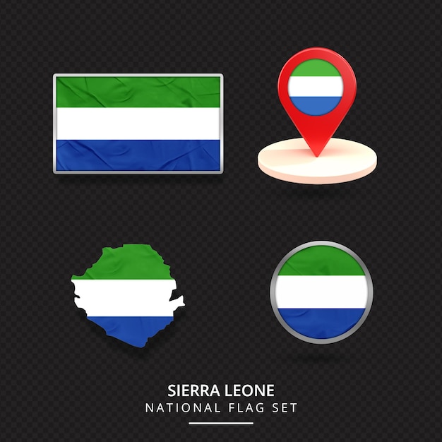 Conception D'éléments D'emplacement De Carte Du Drapeau National De La Sierra Leone