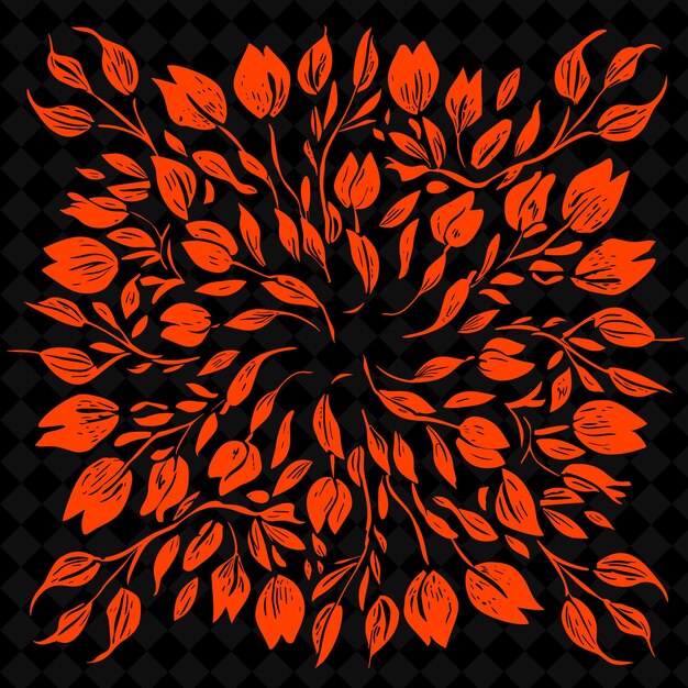 PSD une conception de fleurs avec des fleurs orange sur un fond noir