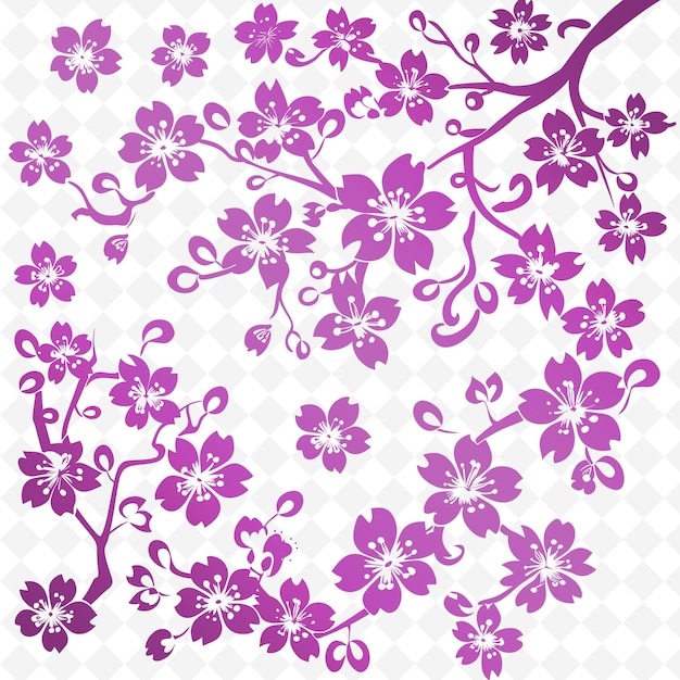 Une Conception De Fleurs Avec Des Fleurs Violettes Sur Un Fond Blanc